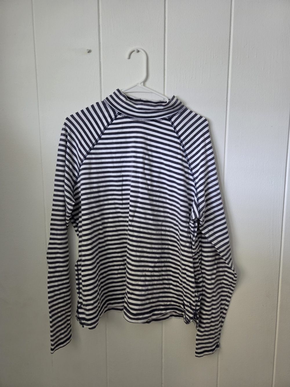 Free People Restoration Yarn Dye Striped Layer - Blue & White Striped Mockneck